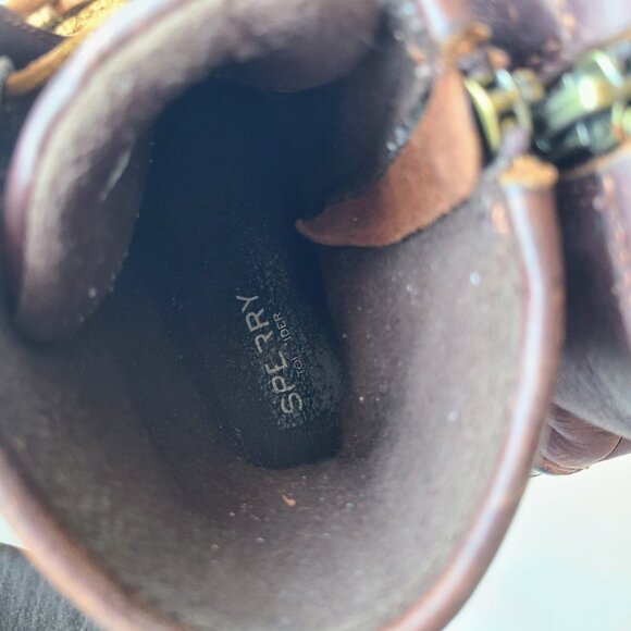 Sperry Saltwater Women's Duckboots Brown Leather/Navy Blue Size 6M - Picture 9 of 12